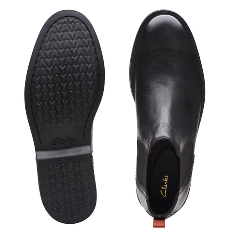 Clarks Atticus LT Top 26173417 Mens Black Leather Slip On Chelsea Boots 