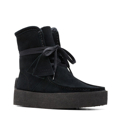 Clarks Wallabee Cup HI 26174014 Womens Black Leather Casual Dress Boots