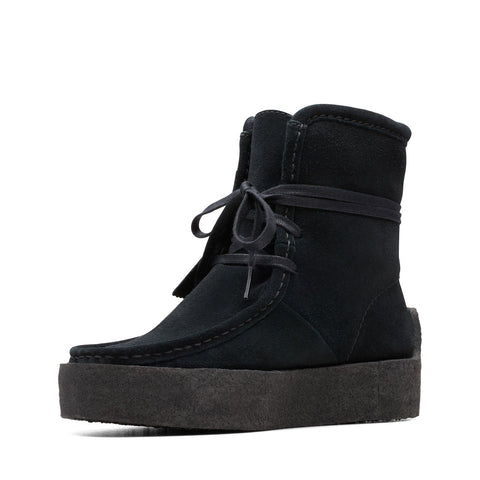 Clarks Wallabee Cup HI 26174014 Womens Black Leather Casual Dress Boots
