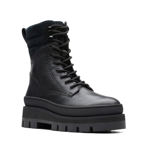 Clarks Orianna 2 Hike 26174060 Womens Black Leather Lace Up Casual Boots