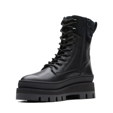 Clarks Orianna 2 Hike 26174060 Womens Black Leather Lace Up Casual Boots
