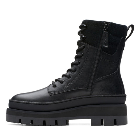 Clarks Orianna 2 Hike 26174060 Womens Black Leather Lace Up Casual Boots