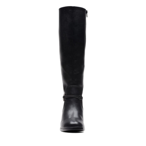 Clarks Emily 2 26174083 Womens Black Wide Leather Zipper Knee High Boots