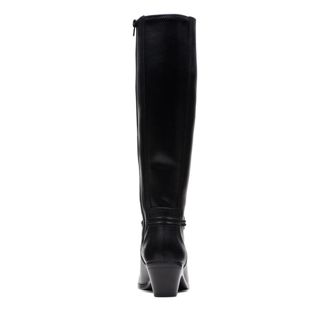 Clarks Emily 2 26174083 Womens Black Wide Leather Zipper Knee High Boots
