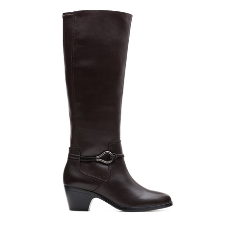 Clarks Emily 2 Sky 26174084 Womens Brown Narrow Leather Knee High Boots