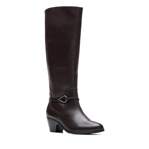 Clarks Emily 2 Sky 26174084 Womens Brown Leather Zipper Knee High Boots