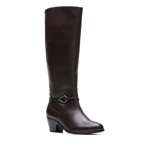 Clarks Emily 2 Sky 26174084 Womens Brown Narrow Leather Knee High Boots