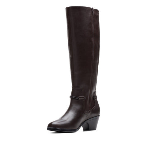 Clarks Emily 2 Sky 26174084 Womens Brown Leather Zipper Knee High Boots