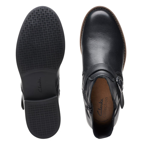 Clarks Camzin Loop 26174150 Womens Black Wide Leather Ankle & Booties Boots