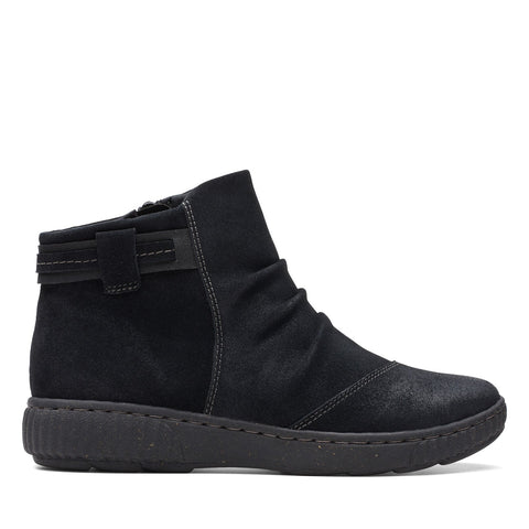 Clarks Caroline Derby 26174158 Womens Black Suede Ankle & Booties Boots
