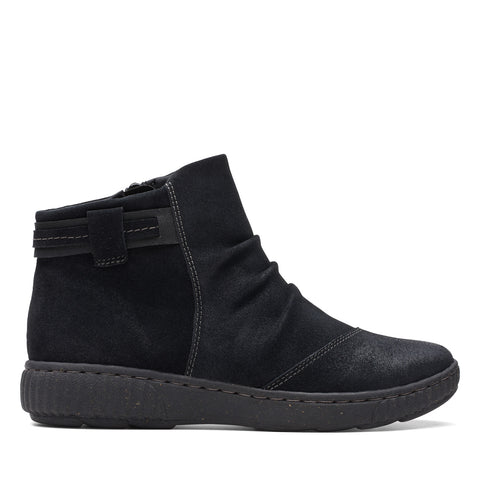 Clarks Caroline Derby 26174158 Womens Black Wide Suede Ankle & Booties Boots