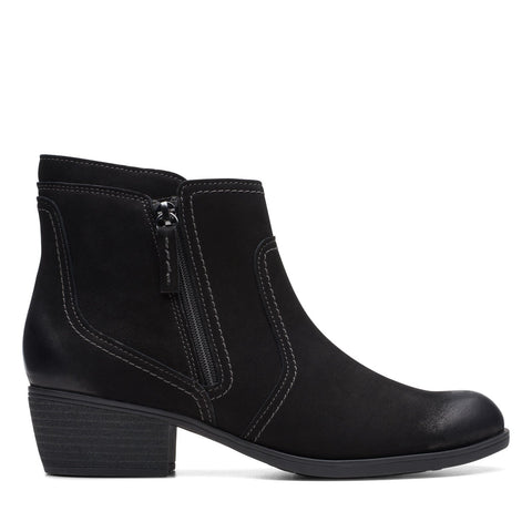 Clarks Charlten Ave 26174174 Womens Black Wide Nubuck Ankle & Booties Boots
