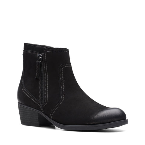 Clarks Charlten Ave 26174174 Womens Black Wide Nubuck Ankle & Booties Boots