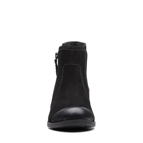 Clarks Charlten Ave 26174174 Womens Black Nubuck Zipper Ankle & Booties Boots