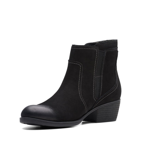 Clarks Charlten Ave 26174174 Womens Black Nubuck Zipper Ankle & Booties Boots