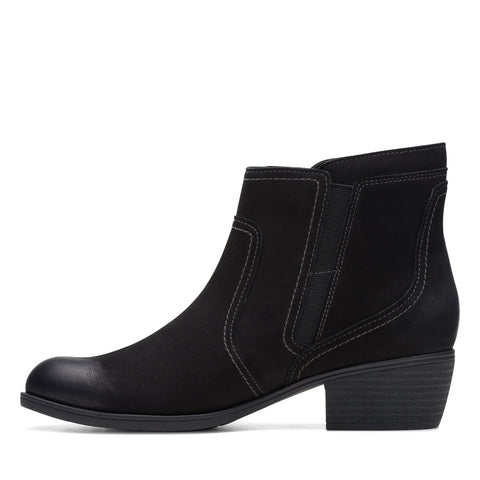 Clarks Charlten Ave 26174174 Womens Black Wide Nubuck Ankle & Booties Boots