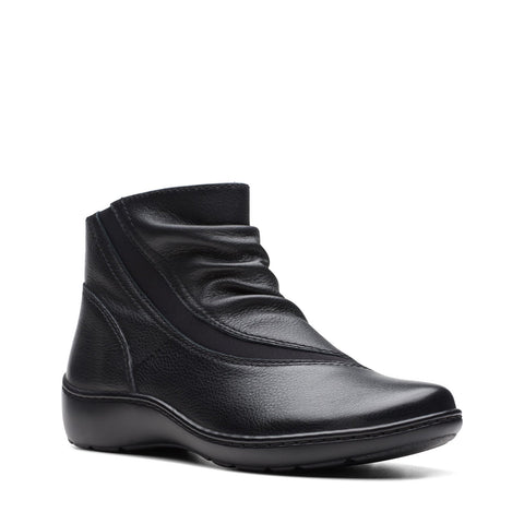 Clarks Cora Derby 26174189 Womens Black Wide Leather Ankle & Booties Boots