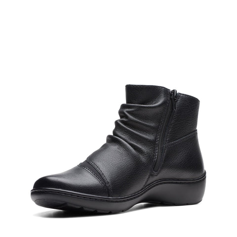 Clarks Cora Derby 26174189 Womens Black Wide Leather Ankle & Booties Boots