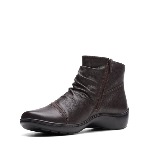 Clarks Cora Derby 26174191 Womens Brown Leather Zipper Ankle & Booties Boots