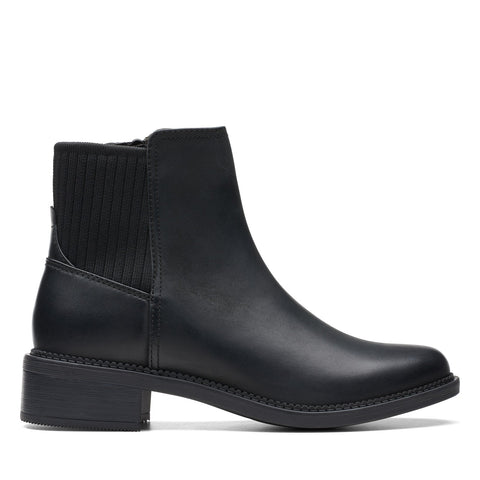 Clarks Maye Palm 26174354 Womens Black Leather Slip On Casual Dress Boots