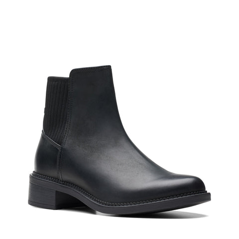 Clarks Maye Palm 26174354 Womens Black Leather Slip On Casual Dress Boots