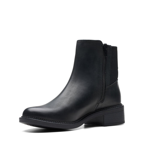 Clarks Maye Palm 26174354 Womens Black Leather Slip On Casual Dress Boots