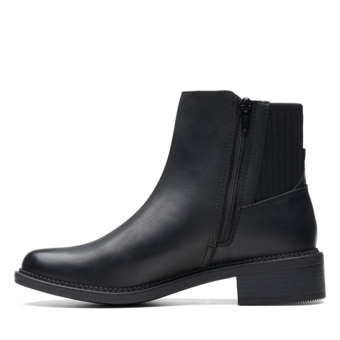 Clarks Maye Palm 26174354 Womens Black Leather Slip On Casual Dress Boots