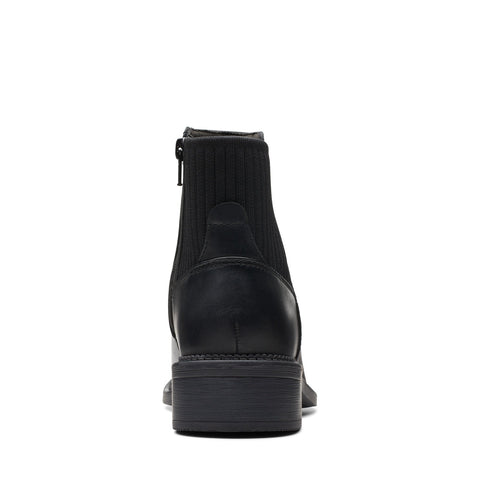 Clarks Maye Palm 26174354 Womens Black Leather Slip On Casual Dress Boots