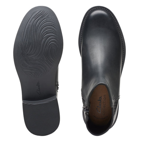 Clarks Maye Palm 26174354 Womens Black Leather Slip On Casual Dress Boots