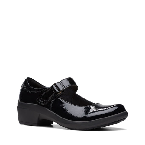 Clarks Talene Ave Slip Resistant 26174442 Womens Black Mary Jane Flats Shoes