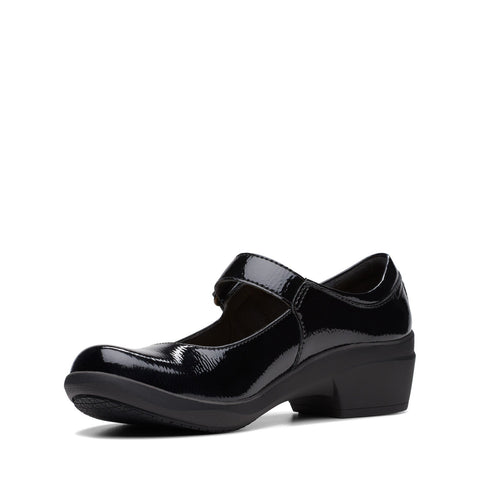 Clarks Talene Ave Slip Resistant 26174442 Womens Black Mary Jane Flats Shoes