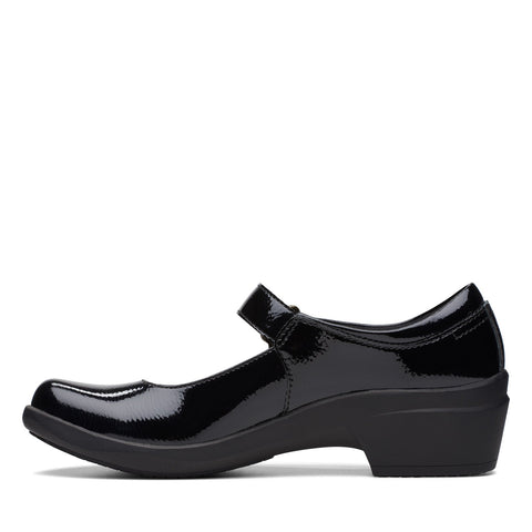 Clarks Talene Ave Slip Resistant 26174442 Womens Black Mary Jane Flats Shoes