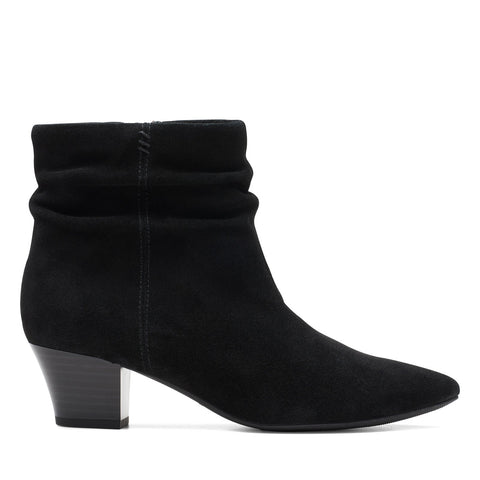 Clarks Teresa Skip 26174445 Womens Black Suede Zipper Ankle & Booties Boots