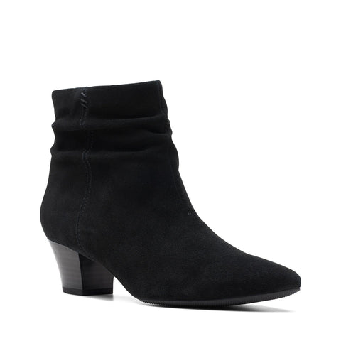 Clarks Teresa Skip 26174445 Womens Black Suede Zipper Ankle & Booties Boots