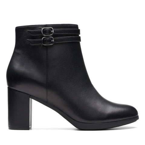 Clarks Bayla Light 26174481 Womens Black Leather Zipper Ankle & Booties Boots