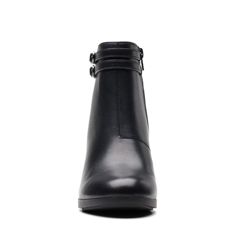 Clarks Bayla Light 26174481 Womens Black Leather Zipper Ankle & Booties Boots
