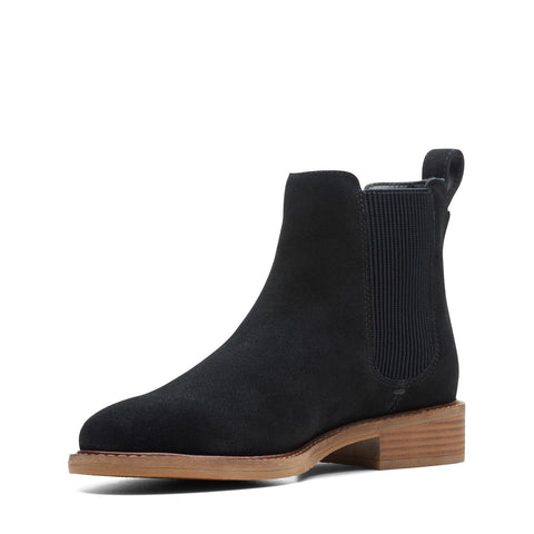 Clarks Cologne Arlo 2 26174768 Womens Black Suede Slip On Chelsea Boots