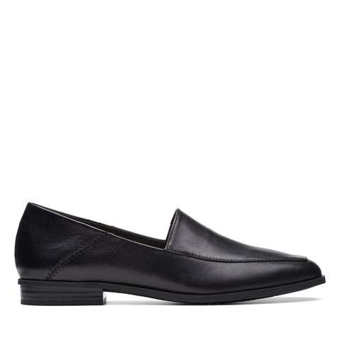 Clarks Sarafyna Freva 26174827 Womens Black Leather Loafer Flats Shoes