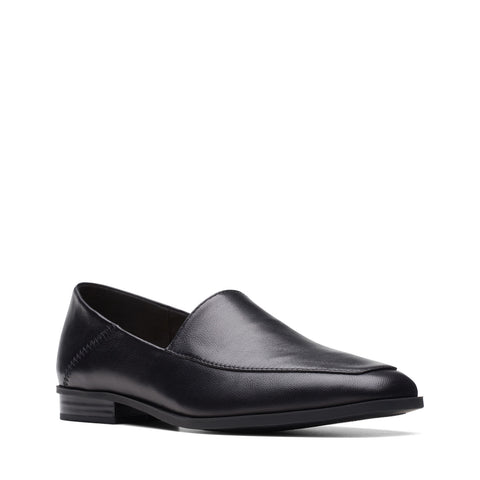 Clarks Sarafyna Freva 26174827 Womens Black Leather Loafer Flats Shoes
