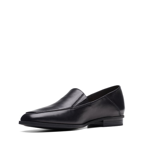 Clarks Sarafyna Freva 26174827 Womens Black Leather Loafer Flats Shoes