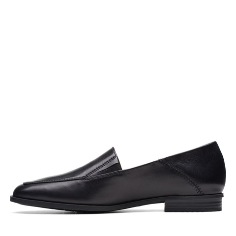 Clarks Sarafyna Freva 26174827 Womens Black Leather Loafer Flats Shoes