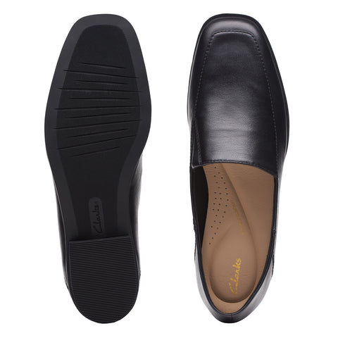 Clarks Sarafyna Freva 26174827 Womens Black Leather Loafer Flats Shoes