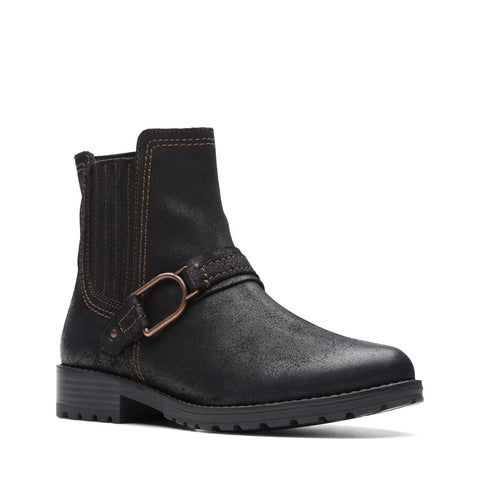 Clarks Aspra Buckle 26174952 Womens Black Suede Zipper Casual Dress Boots