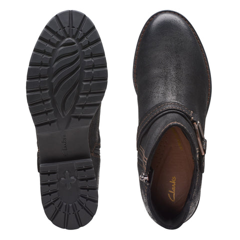 Clarks Aspra Buckle 26174952 Womens Black Wide Suede Casual Dress Boots