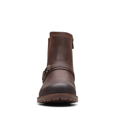 Clarks Aspra Buckle 26174953 Womens Brown Leather Zipper Casual Dress Boots