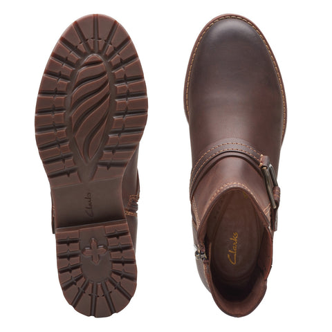 Clarks Aspra Buckle 26174953 Womens Brown Leather Zipper Casual Dress Boots