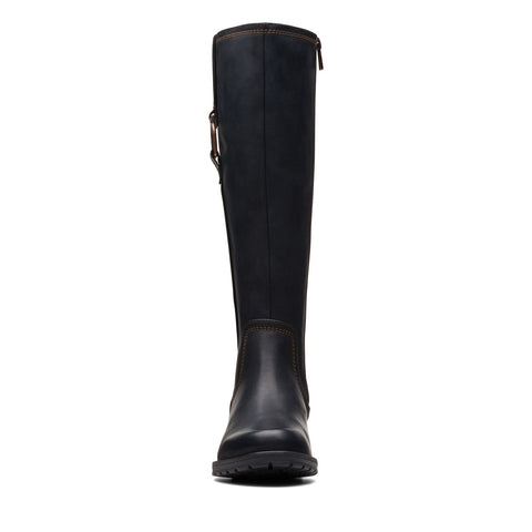 Clarks Aspra HI 26174955 Womens Black Leather Zipper Knee High Boots