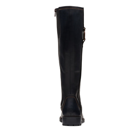 Clarks Aspra HI 26174955 Womens Black Leather Zipper Knee High Boots
