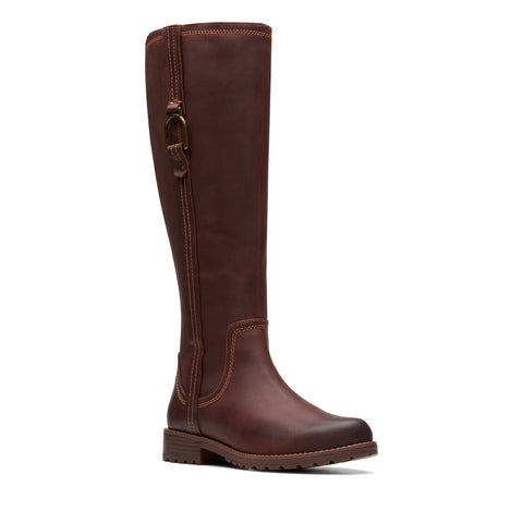 Clarks Aspra HI 26174956 Womens Brown Leather Zipper Knee High Boots