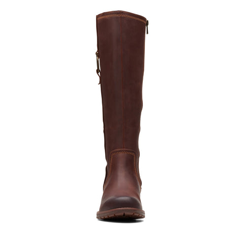 Clarks Aspra HI 26174956 Womens Brown Leather Zipper Knee High Boots
